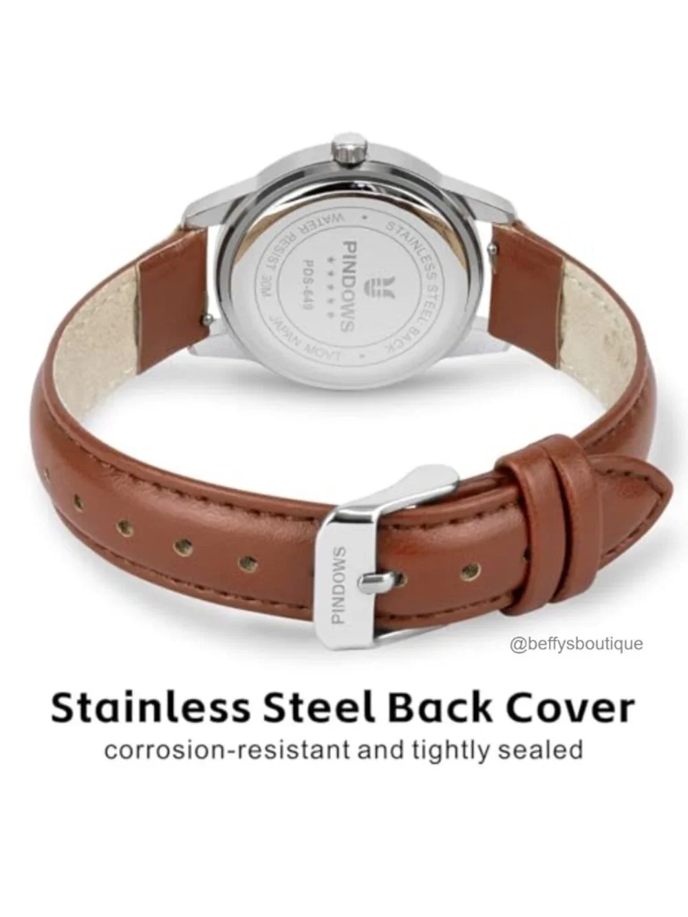 Women's Minimalist Quartz Watch, Gold-Tone Case with Brown Leather Strap, Slim